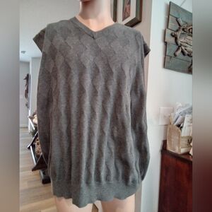 Saddlebred Men's Big&Tall 2XLT V-Neck Charcoal Gray Diamond Print Sweater Vest